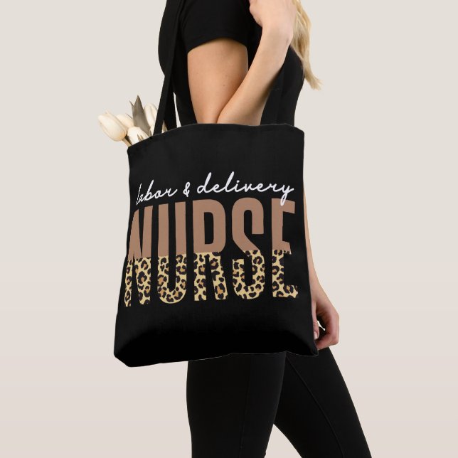 Tote Bag Infirmière du travail et de l'accouchement Cheetah (De près)