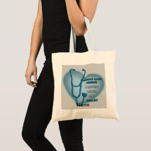 Tote Bag Infirmière en soins cardiaques bleus