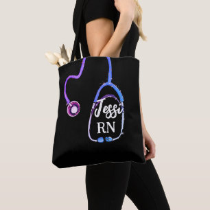 Tote Bag Infirmière inscrite RN Stethoscope Violet pourpre