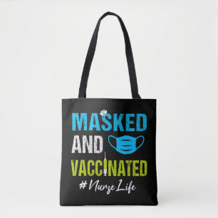 Tote Bag Infirmière masquée et vaccinée Vie d'infirmière ma