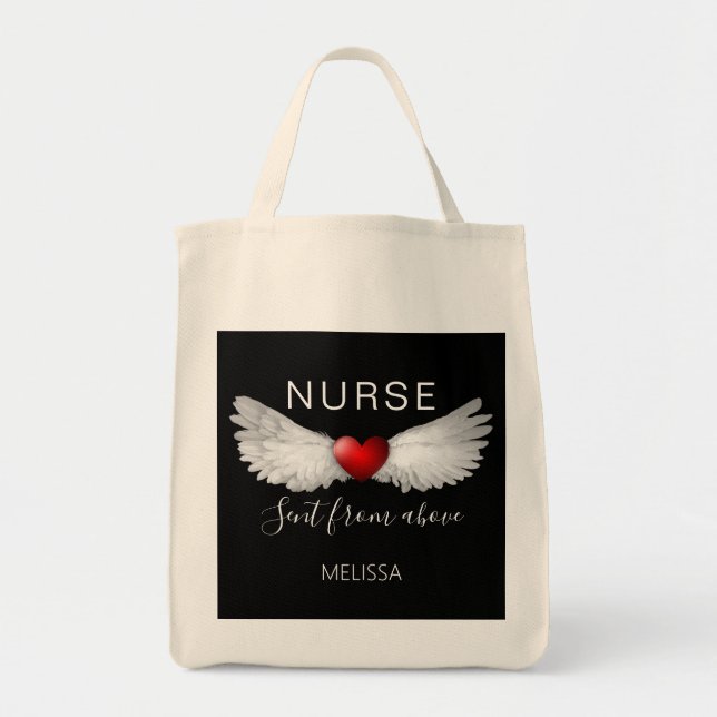 Tote Bag Infirmière Médicale Red Heart Angel Ailes Personna (Devant)