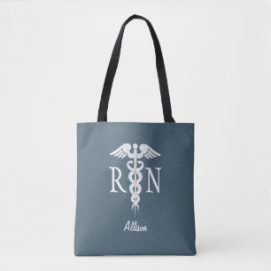 Tote Bag Infirmière personnalisée RN Dusty Blue Médicale