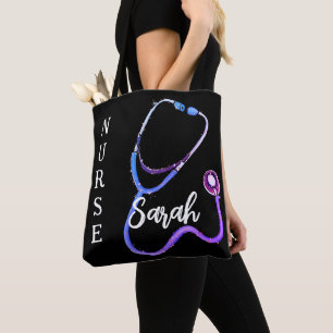 Tote Bag Infirmière personnalisée Stethoscope noir minimali