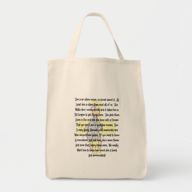 Tote Bag Infirmière plus âgée et réservée---Cadeaux (Devant)