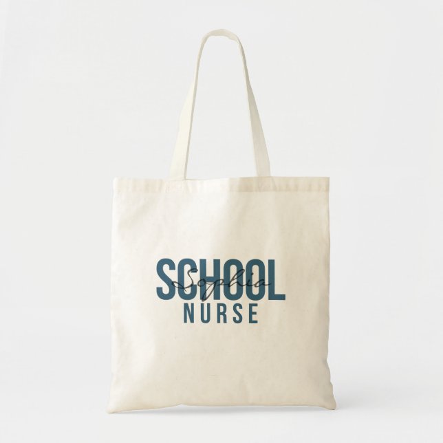 Tote Bag Infirmière scolaire personnalisée Nom Typographie  (Devant)