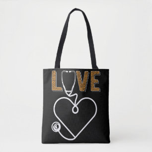 Tote Bag Infirmière Stethoscope Empreinte de léopard Infirm