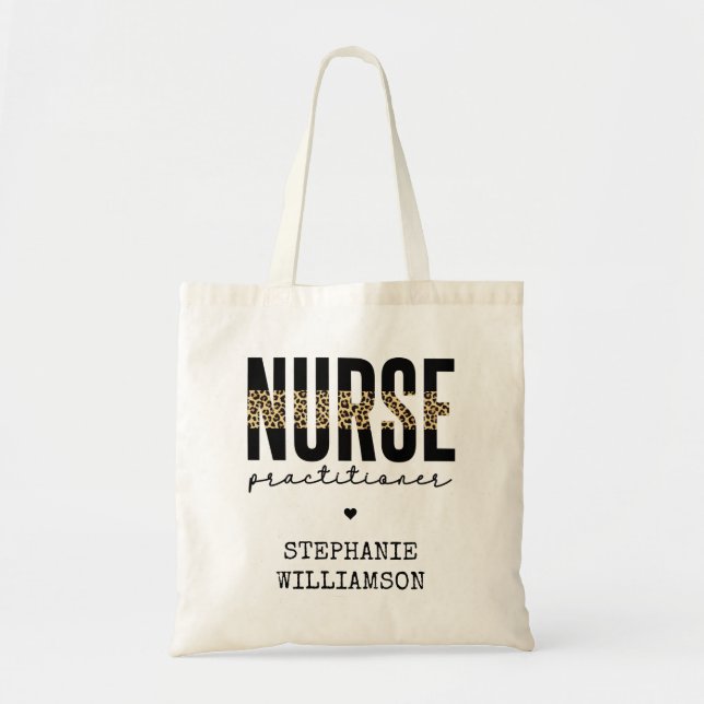 Tote Bag Infirmière sur mesure NP cheetah Graduation (Devant)