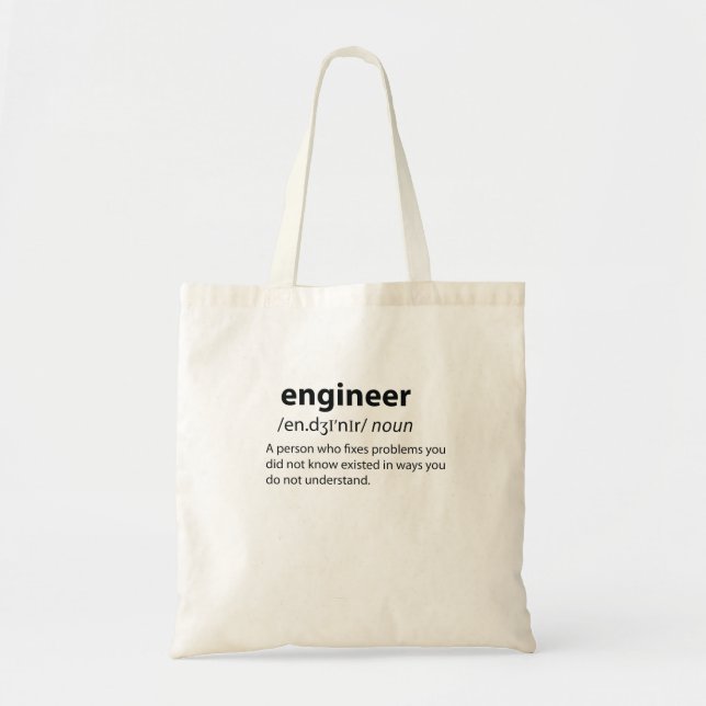 Tote Bag Ingénieur Définition de dictionnaire drôle (Devant)