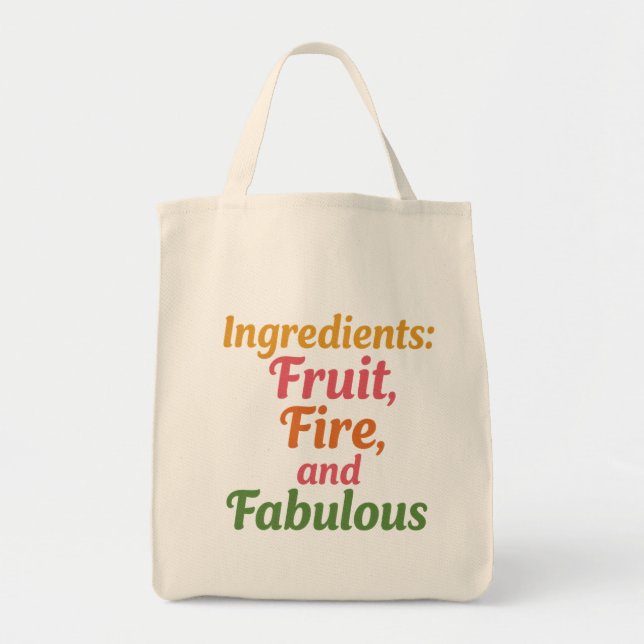 Tote Bag Ingredients: Fruit, Fire and Fabulous – Market Tot (Devant)
