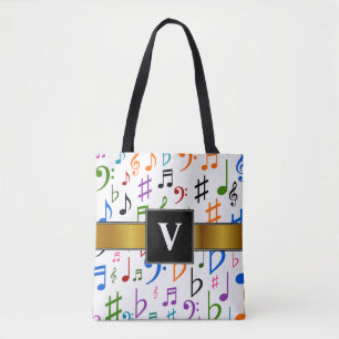 Tote Bag Initiale + Beaucoup de notes et de symboles