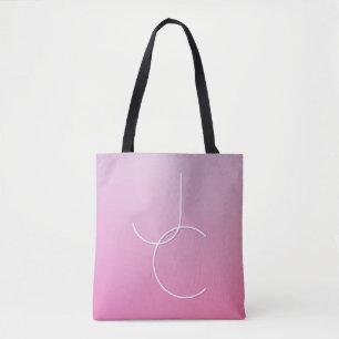 Tote Bag Initiales de chevauchement modernes 2 Ombre rose