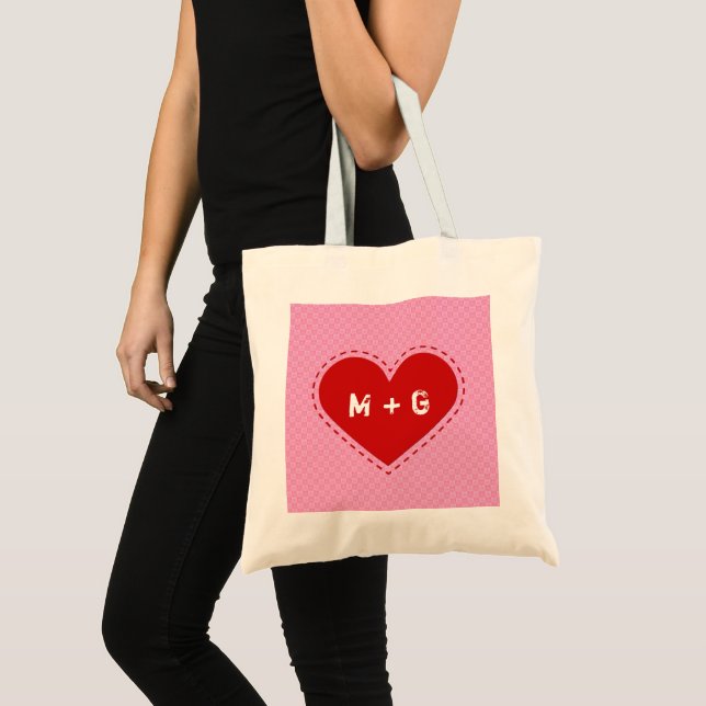Tote Bag Initiales du coeur en titre de la Saint-Valentin/T (Devant (produit))