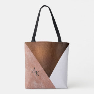 Tote Bag Initiales en cuir de crème moderne élégante Person