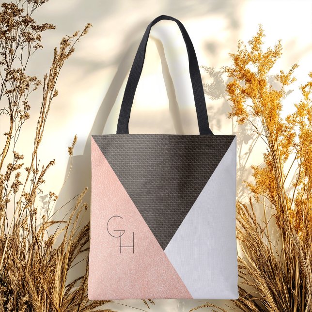 Tote Bag Initiales en cuir de crème moderne et élégant (Créateur téléchargé)