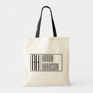 Tote Bag Initiales minimes modernes et logo de nom