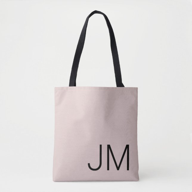 Tote Bag Initiales monogrammes surdimensionnées Noir rose (Devant)