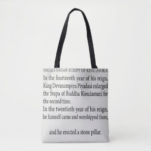 Tote Bag Inscription Historique de la Colonne d'Asoka de Ni