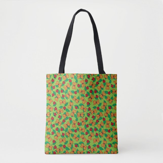 Tote Bag Insectes colorées, papillons et coccinelles (Devant)