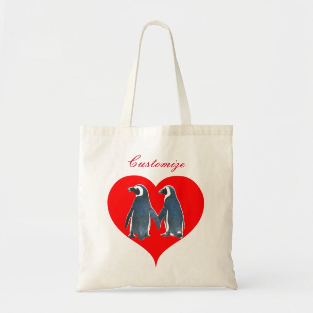 Tote Bag Inséparables Penguin Coeurs couple Thunder_Cove (Devant)