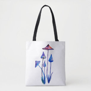 Tote Bag Insigne rond d'art d'aquarelle de champignons