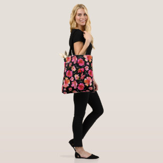 Tote Bag Inspiration florale Fourre-tout - Fleurs roses sur