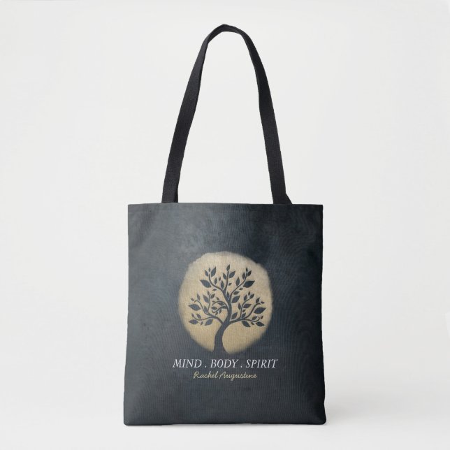 Tote Bag Instructeur de méditation Yoga Studio Black Gold T (Devant)