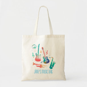 Tote Bag Instruments de musique colorés Funky Music