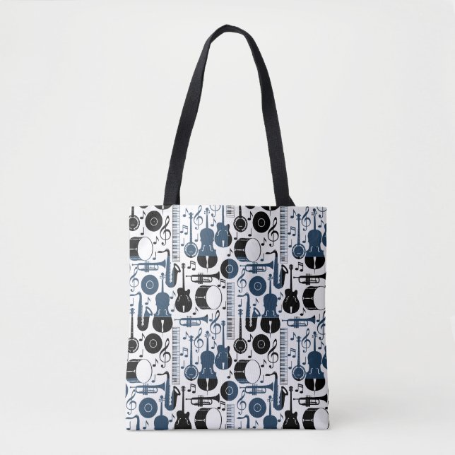 Tote Bag Instruments de musique motif design 2 tons (Devant)