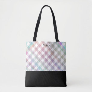 Tote Bag Iridescente Rainbow En vichy Motif avec Monogram