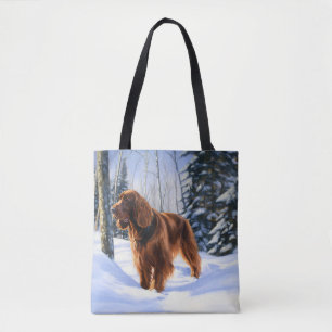 Tote Bag Irish Setter Qu'il neige Noël