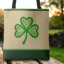 Tote Bag Irish Shamrock Celtic Knots St Patrick