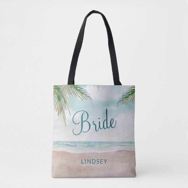 Tote Bag Island Breeze Plage Peint Mariage mariée (Devant)