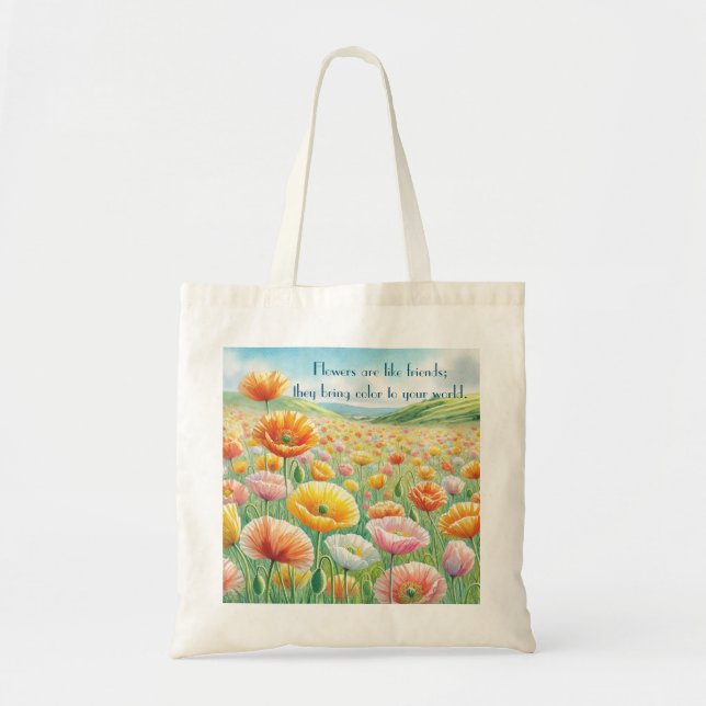 Tote Bag Islande Poppy Field & Quote (Devant)