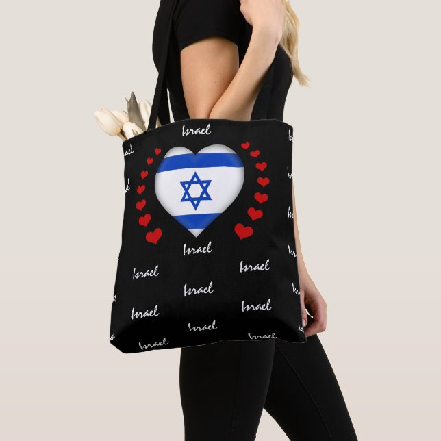 Tote Bag Israël Drapeau & Coeur, Israël Drapeau mode/sport (De près)