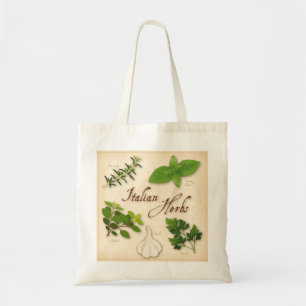 Tote Bag Italian Herbs, basil, origan, parsley, garlic