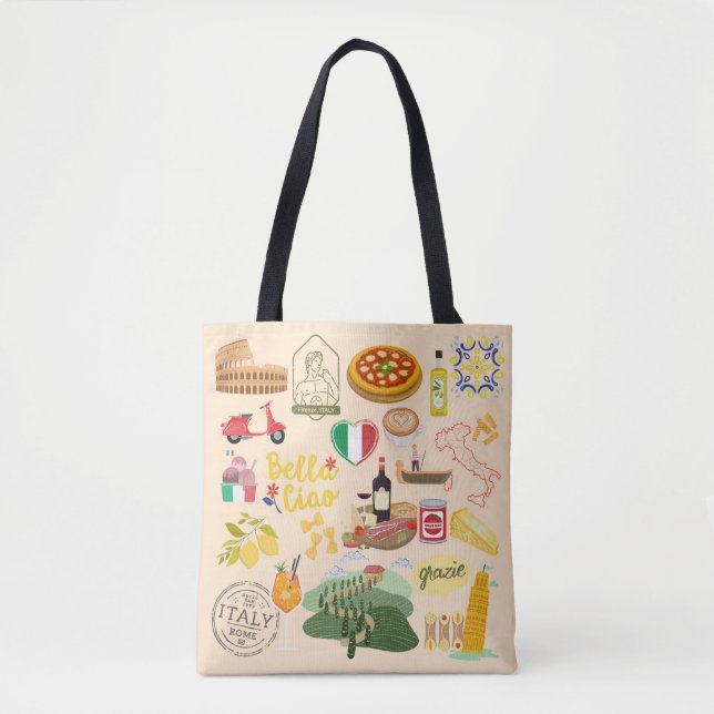 Tote Bag Italie Symboles Amateurs de voyage (Devant)