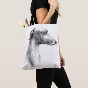 Tote Bag Italien Greyhound Whippet portrait de chien dessin