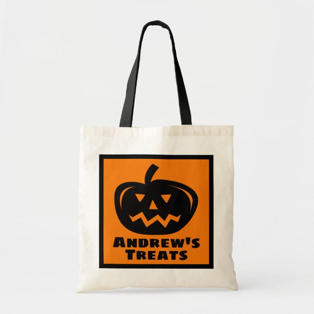 Tote Bag Itinéraire d'Halloween pour enfant personnalisé ou (Devant)