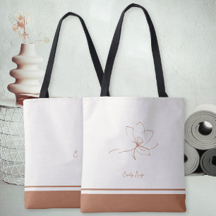 Tote Bag Ivoire Terre Cuite Ligne Florale Art Minimaliste Z