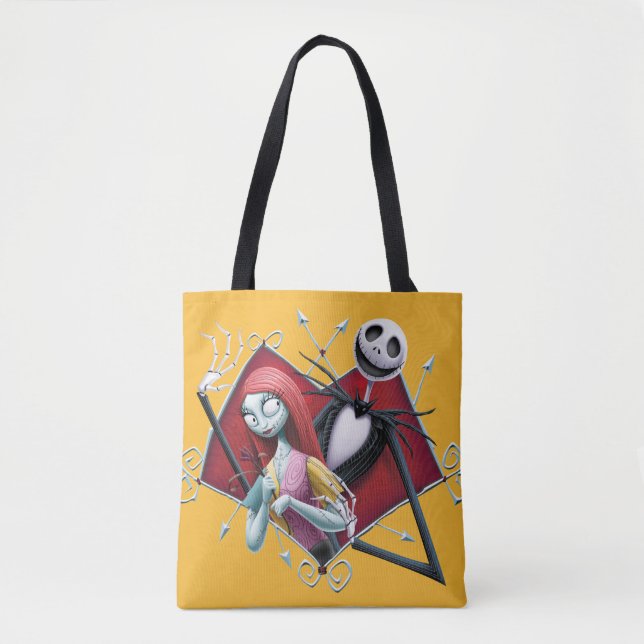 Tote Bag Jack et Sally au coeur (Devant)