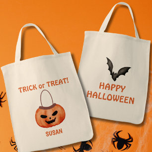 Tote Bag Jack-o'-lantern Trick Ou Treat Happy Halloween