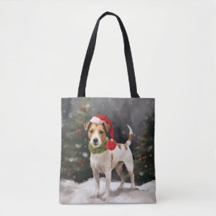 Tote Bag Jack Russell Chien à Noël de neige