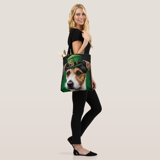 Tote Bag Jack Russell Chien en robe de fête St. Patrick (Sur le modèle)