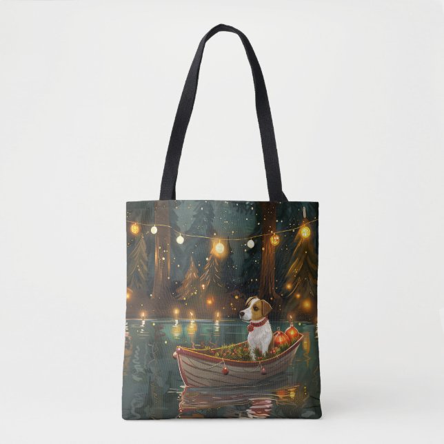 Tote Bag Jack Russell Christmas Festive Voyage (Devant)