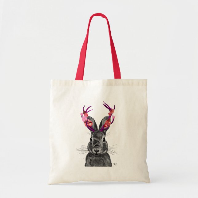 Tote Bag Jackalope avec Antlers roses 2 (Devant)