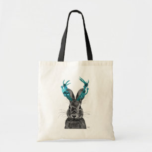 Tote Bag Jackalope avec Antlers Turquoise