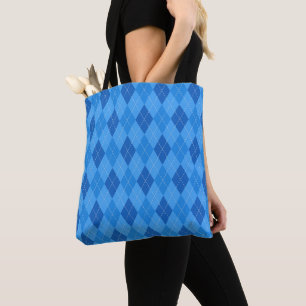 Tote Bag Jacquard Diamants bleus avec fine ligne pointillée