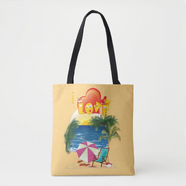 Tote Bag J'adore la plage en été (Devant)