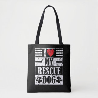 Tote Bag J'adore mon chien de sauvetage Cadeau drôle de com