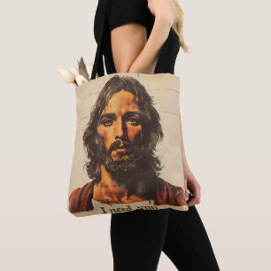 Tote Bag J'ai besoin de vous rétro Christ